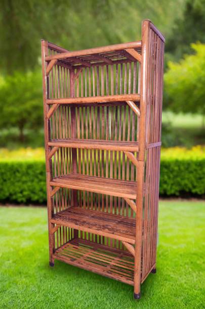 EVRA Cane bamboo Bookshelf Multipurpose Home Decor Storage Rack Showcase Organizer Engineered Wood Semi-Open Book Shelf