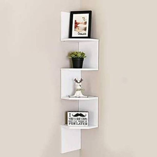 CLASSICART Wall Mount Corner Mdf 5 Tier Engineered Wood Open Book Shelf