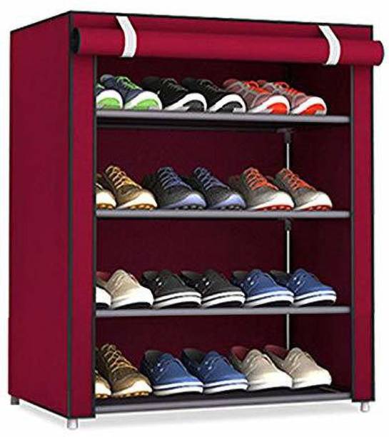 CHAAK 4 Shelves Shoes Rack & Multipurpose Use etc. Plastic Collapsible Shoe Stand