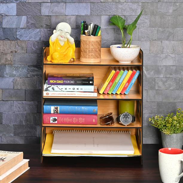 GKD Bookcase for Home Office Library Space Saving Bookrack Book Organizer Small Size Engineered Wood Open Book Shelf