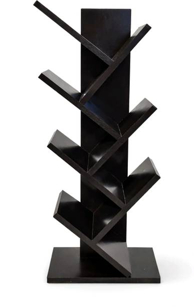 YESMOM 7-Tier Tree Shaped Wooden Book Rack Space Saving Corner Shelf for Home Engineered Wood Open Book Shelf