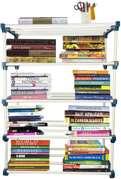 TURBOMAX 5 Tiers Book Shelf for Home Library Multipurpose Storage Organizer Rack Stand Plastic Open Book Shelf