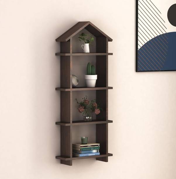 GARGHANDICRAFTS Sheesham Wood Hut Shape Shelf/Rack For Living Room/Office Solid Wood Open Book Shelf
