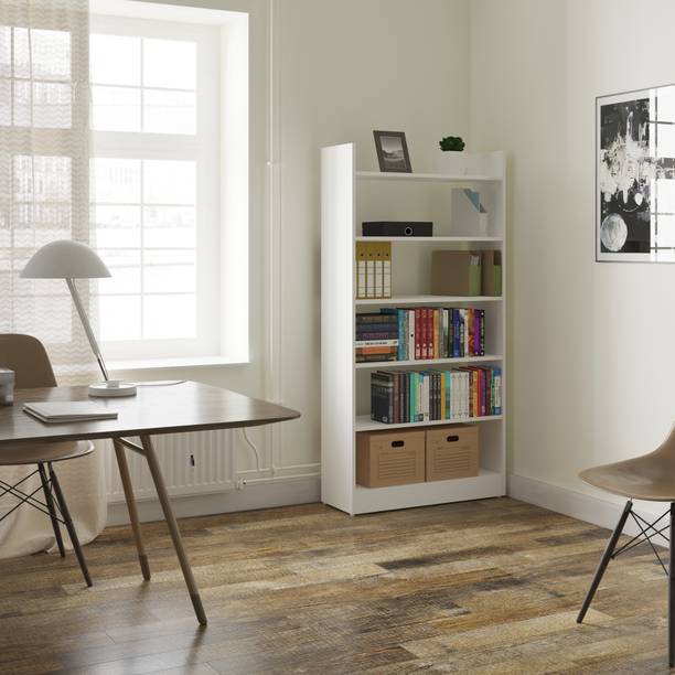 Anikaa Enterprises Annie Engineered Wood Bookshelf/ Book Cabinet/ Book Rack, 6 Shelves (White) Engineered Wood Open Book Shelf