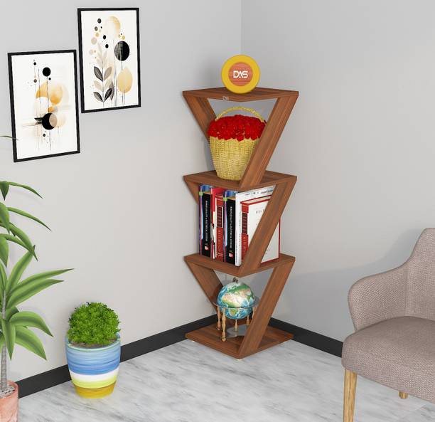 Das Cadlic Wooden Multipurpose Book Storage Display Organizer Rack Showcase Stand Engineered Wood Semi-Open Book Shelf