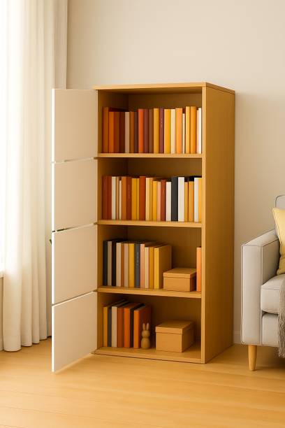 Owme Premium Wooden Book Shelf with 4 Door & 4 Shelves ...