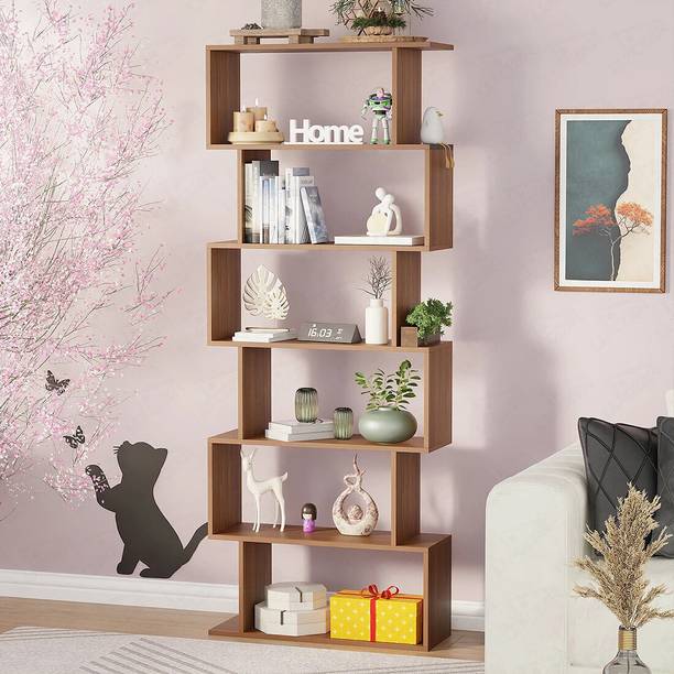 lukzer Multipurpose Rack MR-002 Oak Brown Engineered Wood Open Book Shelf