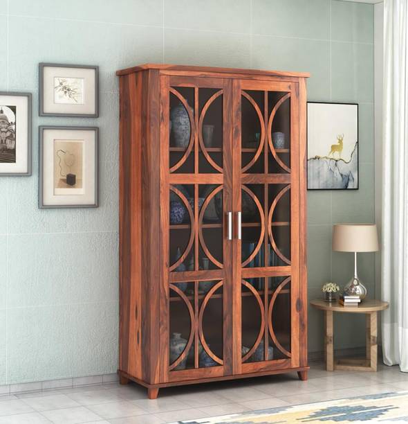 SONA ART & CRAFTS Cross X Solid Sheesham Wood Crockery with 2 Doors & 4 Drawers Storage Solid Wood Crockery Cabinet