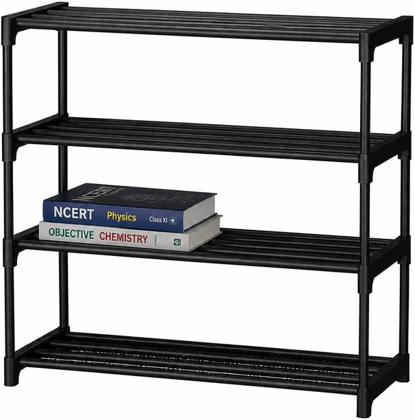 Zyra 4 Shelf Plastic Bookcase Stand Modular Kitchen Rack Office Files Storage Box Plastic Open Book Shelf