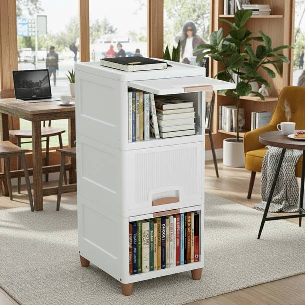 Suptikes Multipurpose Space Saving Plastic Cabinet Rack Plastic Open Book Shelf