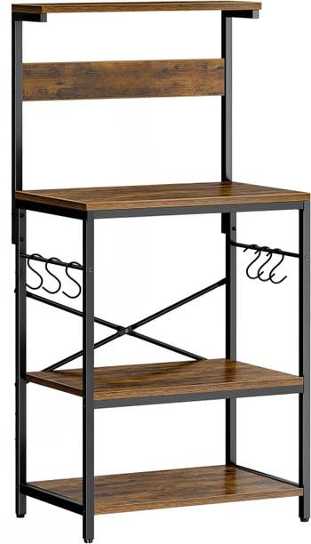 DESKIZIA 4-Tier Bakers Rack_Brown Engineered Wood Open Book Shelf