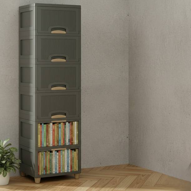 Suptikes Multipurpose Space Saving Plastic Cabinet Rack Plastic Open Book Shelf