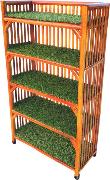 EVRA Wooden,Cane Rack Book Shelf for Office,Utility Planter Multipurpose Storage Rack Engineered Wood Semi-Open Book Shelf