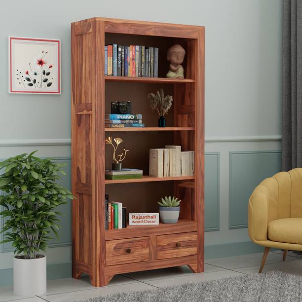 Rajasthali Wood Decor Sheesham Wood Bookshelf Book Rack Cabinets for Library and Home wooden bookshelf Solid Wood Semi-Open Book Shelf
