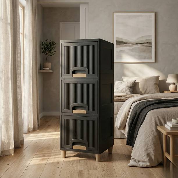 GROTHEORY Space Efficient Multi-Layer Storage Cabinet for Home Plastic Close Book Shelf