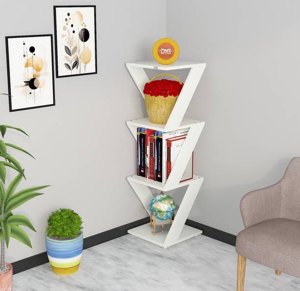 Das Cadlic Wooden Multipurpose Book Storage Display Organizer Rack Showcase Stand Engineered Wood Semi-Open Book Shelf