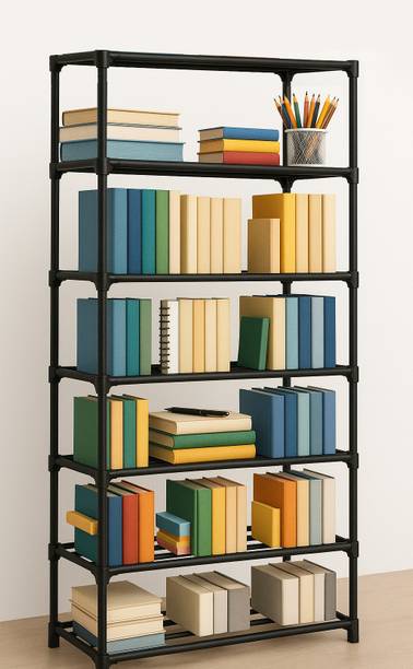 Porchex 7 Bookshelf Storage Rack | Open Shelf Plastic Frame Book Shelf for Home & Office Plastic Open Book Shelf