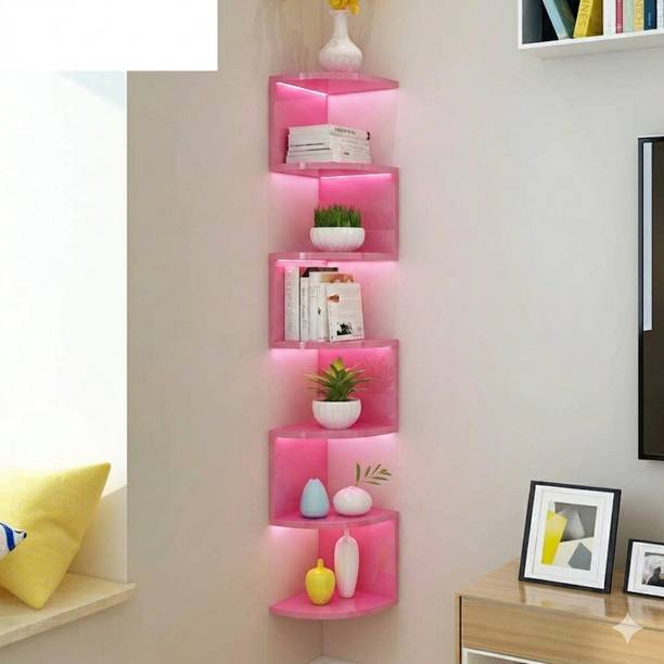 Mark Wood Wall Mount Corner 7 Tier Wall Shelf Wooden Wall Shelf