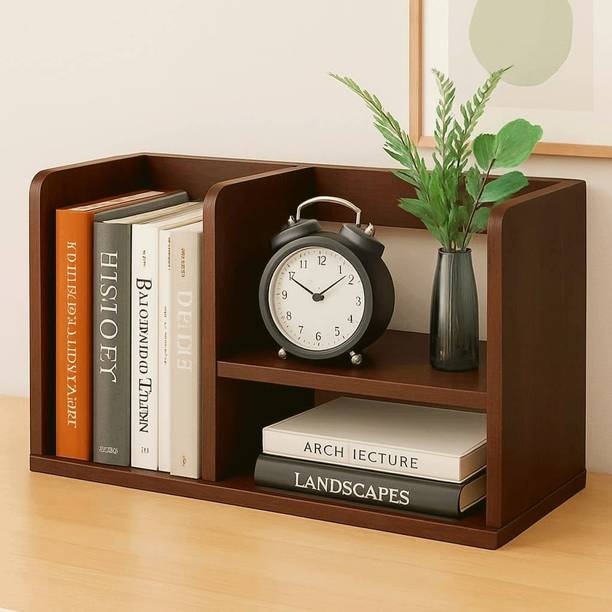 Dime Store Wood Table-Mount Office Storage Organizer Rack Multi-Compartment Desktop Shelf Engineered Wood Open Book Shelf