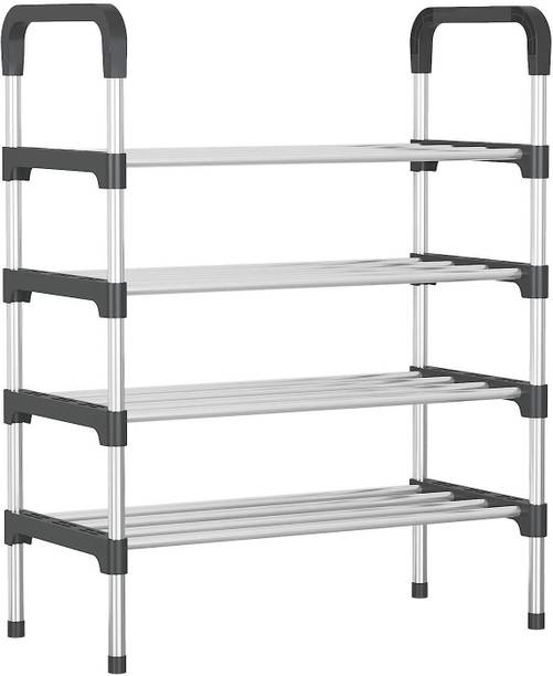KriShyam 4-Tier Books Multipurpose Storage Rack – Metal Pipe Shelf Organizer Metal Open Book Shelf