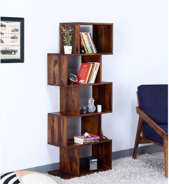 Woodmaze Solid Sheesham Wood 5 Tier Open Book Shelf for Living Rooms ,Office, Home Solid Wood Open Book Shelf