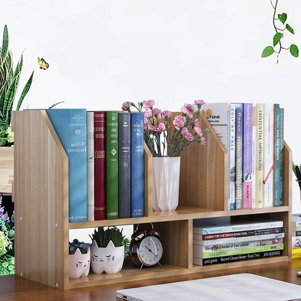 UniShop Unishop Bookshelf Large-Capacity 2 Tiers 5 Grid Engineered Wood Open Book Shelf