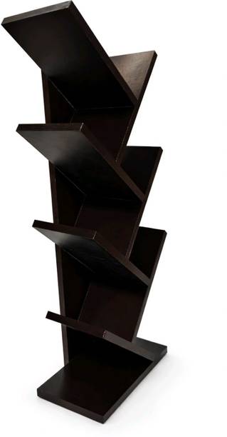 YESMOM 7-Tier Tree Shaped Wooden Book Rack Space Saving Corner Shelf for Home Engineered Wood Open Book Shelf