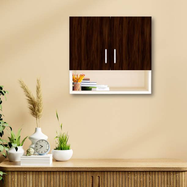 SPECIALITY PANELS 2 Doors Modular Wall Cabinet with Organizer Shelf & Termites Resistance Engineered Wood Semi-Open Book Shelf