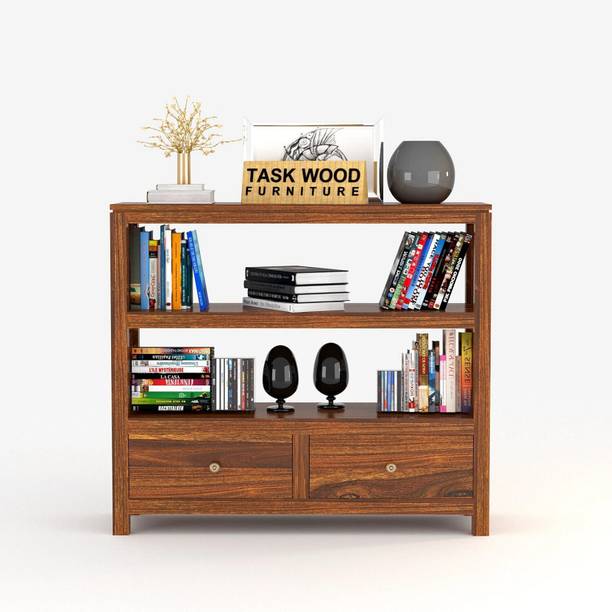 Devsignature Sheesham Wood Book Shelf/Bookcase with Cabinet/Display Unit Cabinet For Home Solid Wood Semi-Open Book Shelf