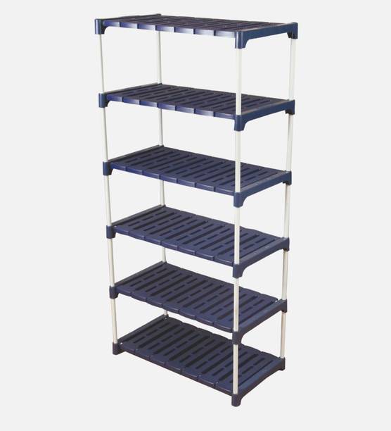 Novatic Bookcase 6-Tier Books Storage Organizer Open Display for Home, Office, Library Plastic Open Book Shelf