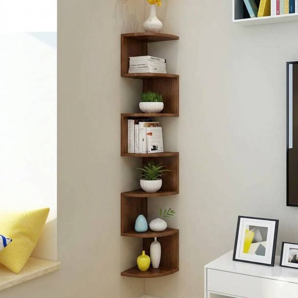 Mark Wood Wall Mount Corner 7 Tier Wall Shelf Wooden Wall Shelf