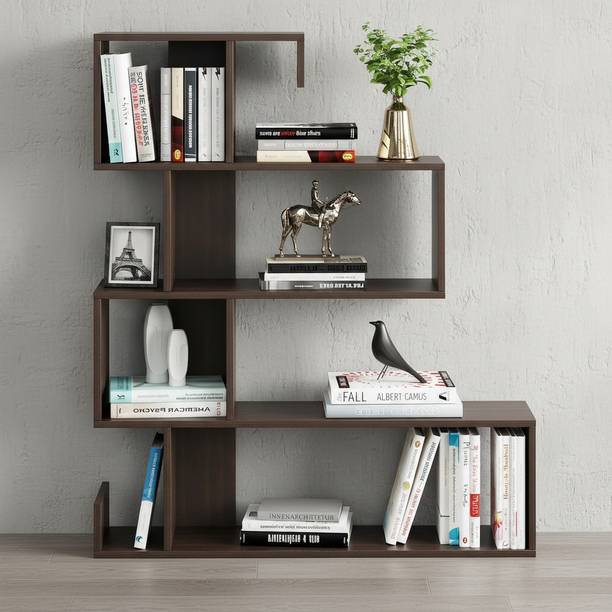 FURNEASER Allesia Book Shelf with Storage Display Rack Open Bookcase Stand, Engineered Wood Semi-Open Book Shelf
