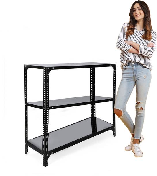 Flipkart SmartBuy Slotted Angle CRC Sheet 3 Shelves Multipurpose Storage 12"X35"X36" Luggage Rack Metal Open Book Shelf