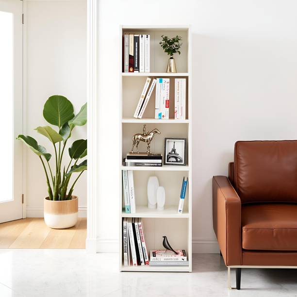 FURNEASER Eva Book Case Display Rack Stand, Engineered Wood Semi-Open Book Shelf