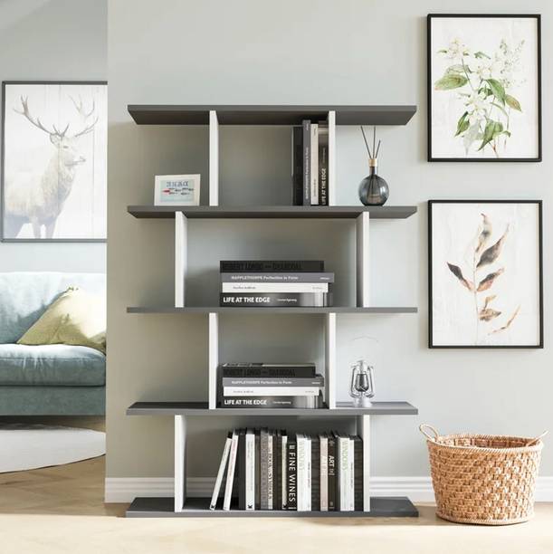 FURNEASER Collect Bookcase, Corner Display Rack, Engineered Wood Open Book Shelf