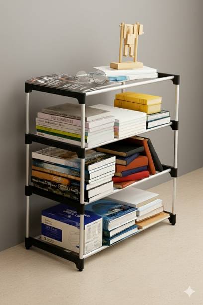 thos Multipurposar Storage Rack 4 Row Metal Open Book Shelf