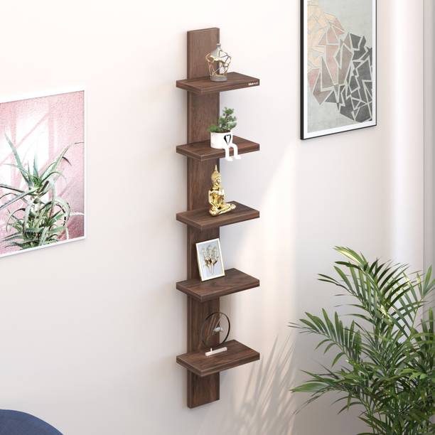 BLUEWUD Louis Wall Decor Floating Shelf Display Rack Decorative Hall Décor Engineered Wood Open Book Shelf