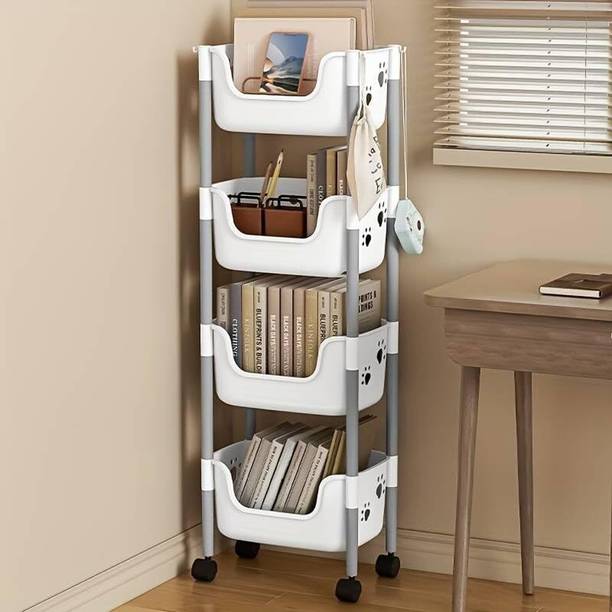 Lacossi Plastic Metal 12 Shelf Book Organizer Metal Open Book Shelf