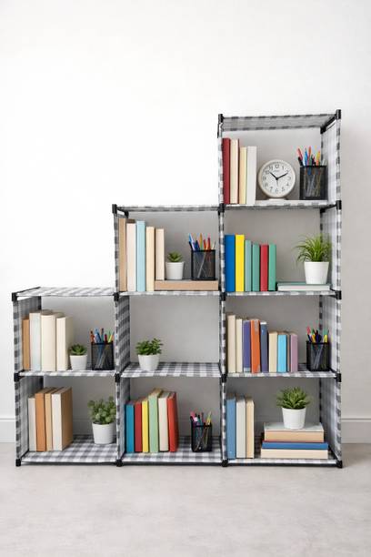 LOTSPEK 9 Compartment Storage Rack Space Saving Bookshelf for Bedroom & Study Room Plastic Semi-Open Book Shelf
