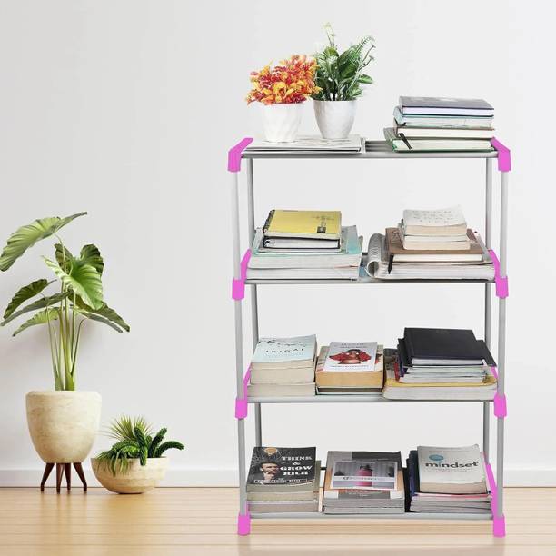 Saklak 4 layer bookshelf for home office bookcase pink rack Plastic Open Book Shelf