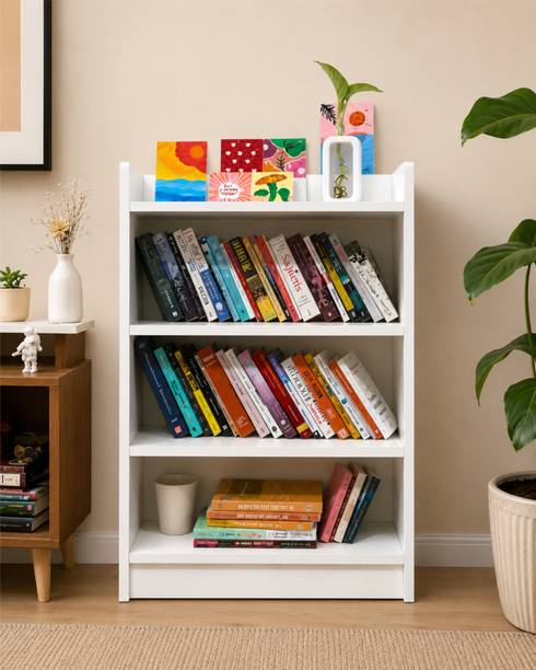 EW Bookshelf with 4 Shelves Multipurpose Storage Rack for Books & Accessories Engineered Wood Open Book Shelf