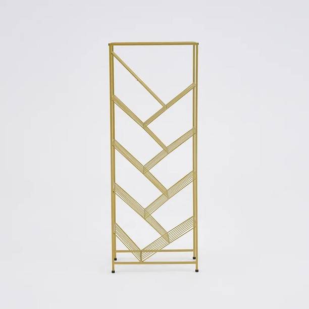 NG Decor Mid-Century Rectangular Bookshelf Metal Gold Bookcase with Shelves Metal Open Book Shelf