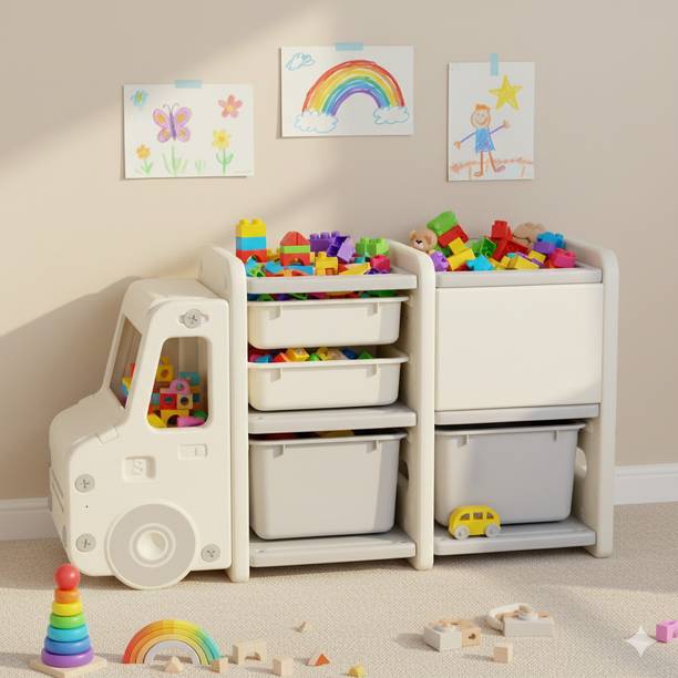 The Tickle Toe Multifunctional Book Toy Organizer Storage Rack 112L x 31.8W x 65.5H cm Plastic Open Book Shelf