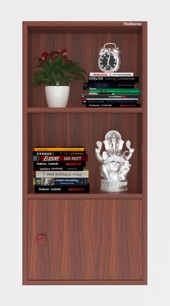 Madhuran Engineered Wood Bookshelf with Door Storage Cabinet Almirah Cupboard Colour CW Engineered Wood Semi-Open Book Shelf