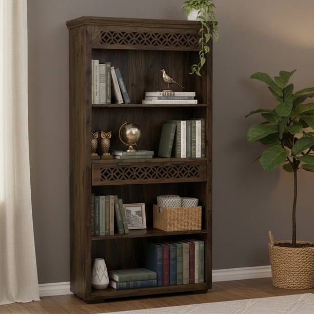 Angel Furniture Jaali Solid Wood Semi-Open Book Shelf