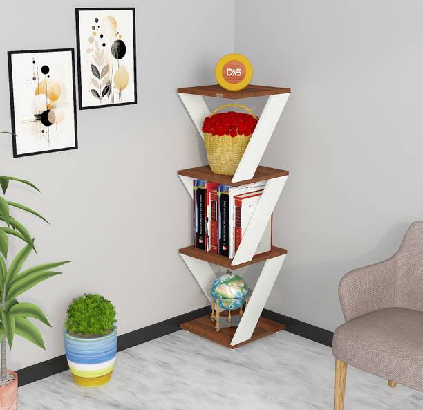 Das Cadlic Wooden Multipurpose Book Storage Display Organizer Rack Showcase Stand Engineered Wood Semi-Open Book Shelf