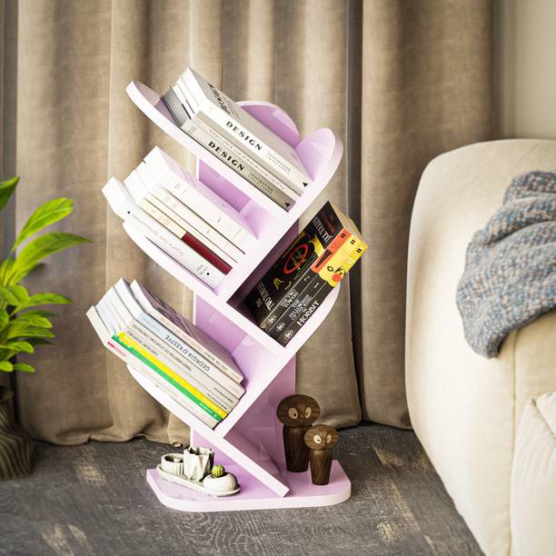 DWELLIT 4 Tier Book Shelf Free Standing Open Book Stand Use Home Office Space Saving Engineered Wood Open Book Shelf