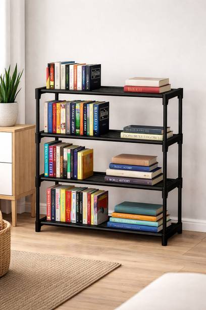Zyra 4 Shelf Plastic Bookcase Stand Modular Kitchen Rack Office Files Storage Box Plastic Open Book Shelf