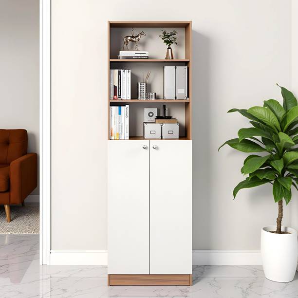 FURNEASER Aplent Tall Bookshelf Display Cabinet Rack wi...