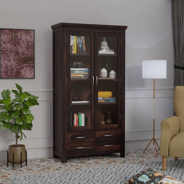 BAGARI ARTS Solid Wood Book Shelf cum Kitchen Cabinet w...